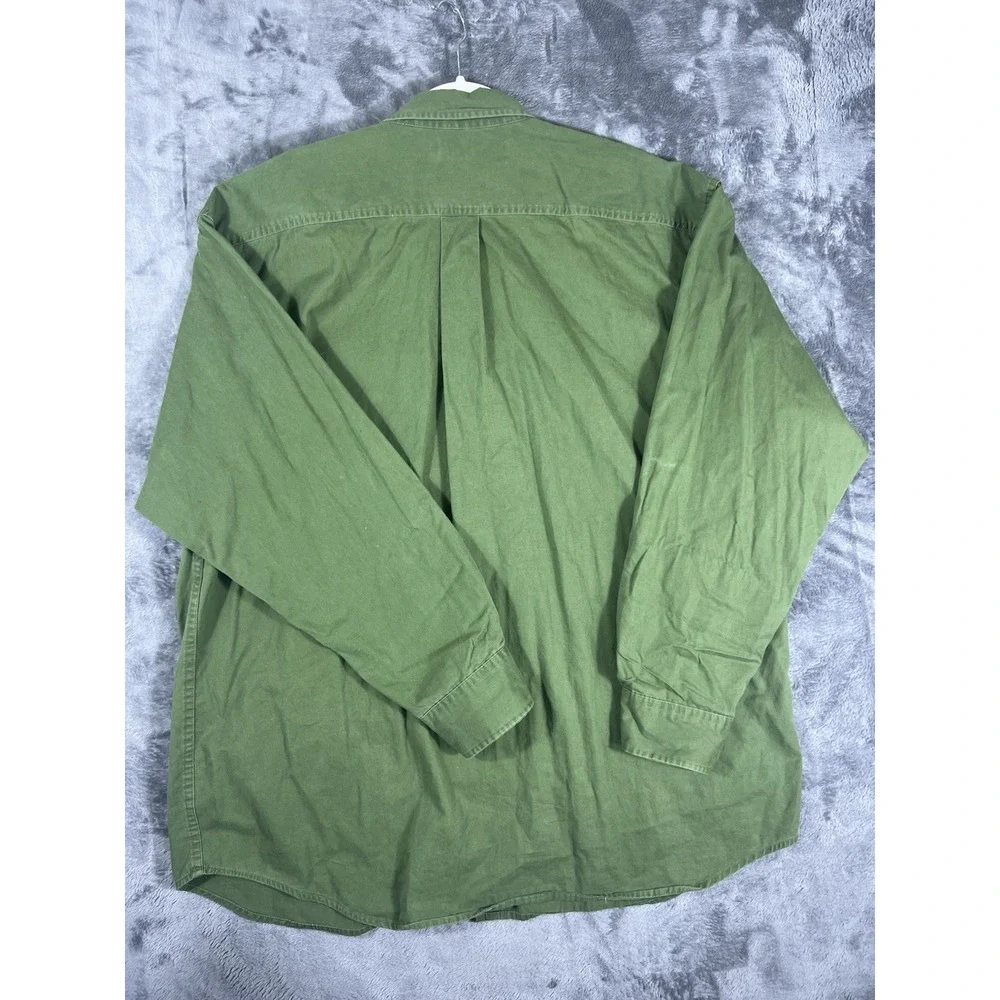 J.Crew Mens XXL Olive Green Long Sleeve Button Down Cotton Twill Shirt Pocket